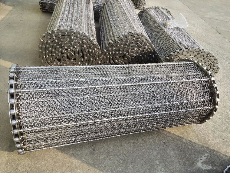 Stainless Steel Wire Conveyor Belts Acid Proof For Meat / Tortilla ...